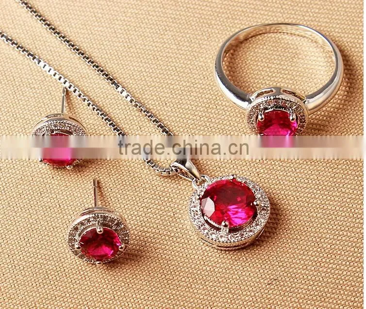 2015 Latest Design Popular Fashion New Design diamond ruby necklace set