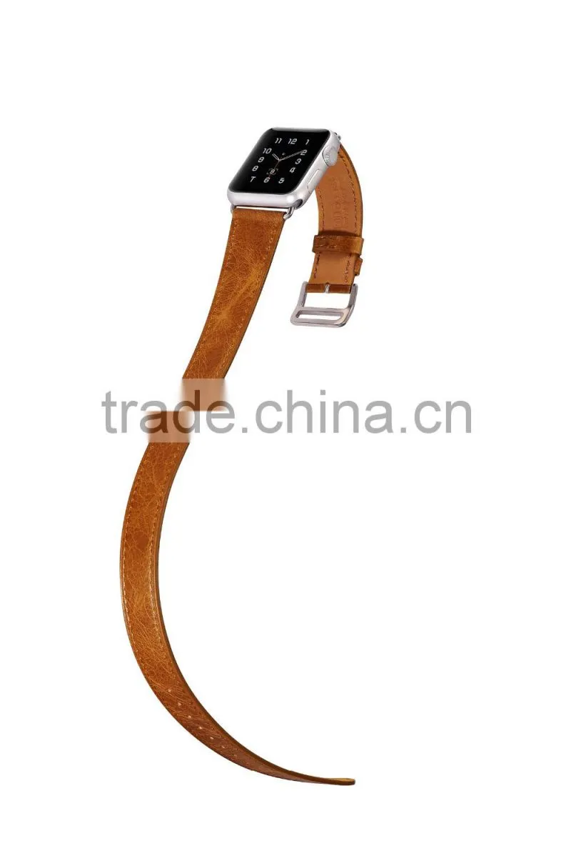 ICARER Double bukle Genuine Leather Watch Band For 38mm Apple Watch Bracelet with 3 Wear Method with watchband connector MT-4831