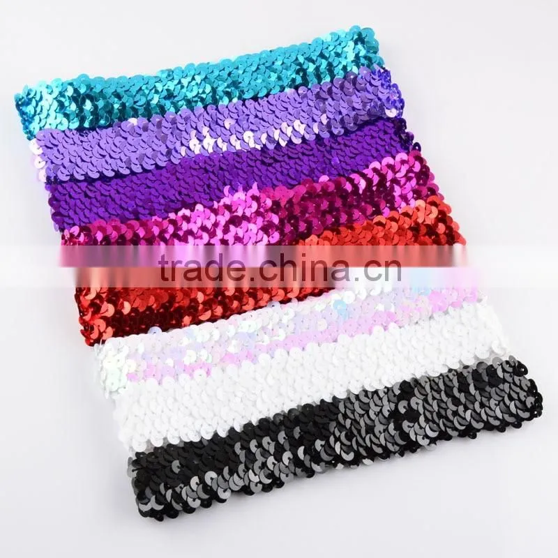 Fashion kids sequin elastic Headband Toddler Headband baby glitter hair band wh-1748