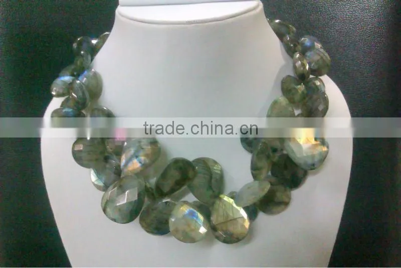 Labradorite Faceted Stone Statement Necklace