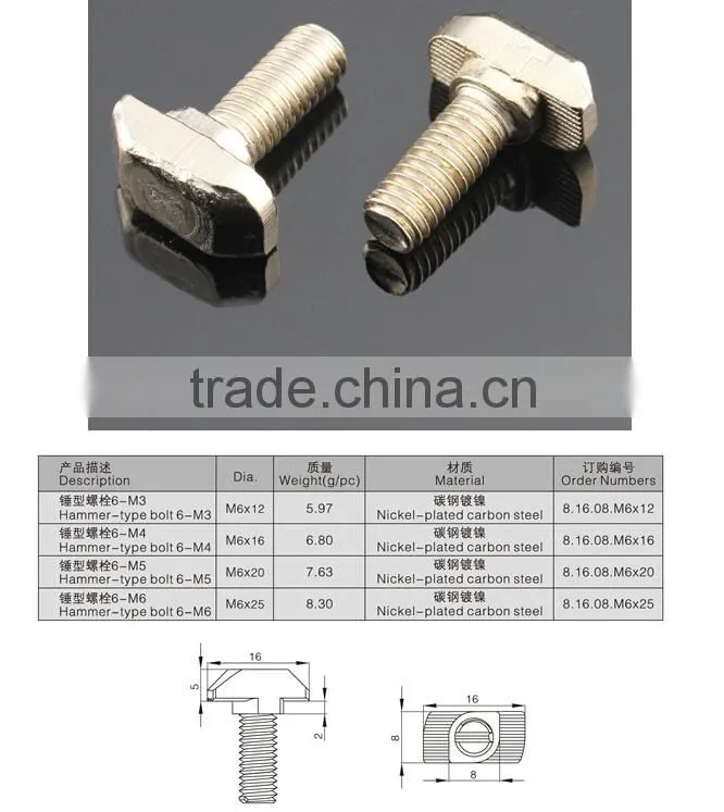 t-shape bolt m6