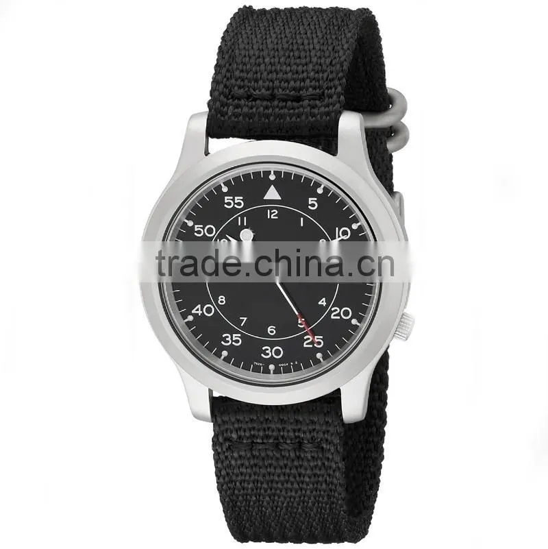 Classic canvas strap watch fabric nylon army watch Japan movt with date watch