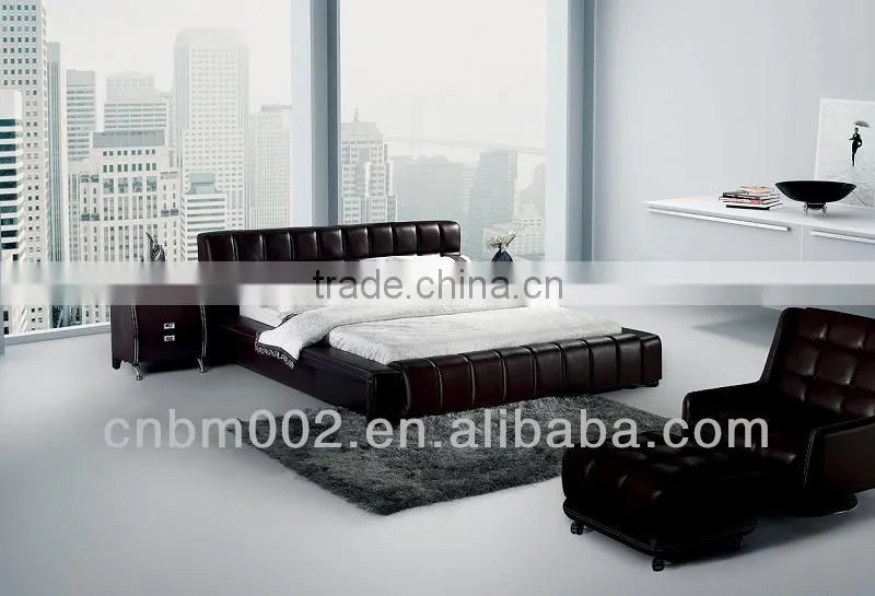 CNBM 2014 best selling cheap modern black leather bed bedroom furniture