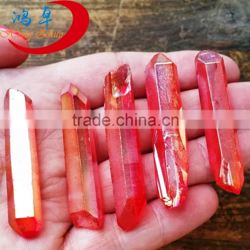 Rock mineral specimen titanium crystal quartz point with inclusions for healing energy