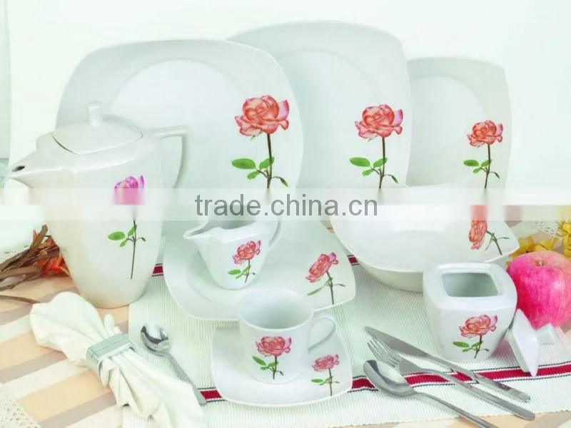 china wholesale latest dress designs47 pcs decal porcelain dinnerware set