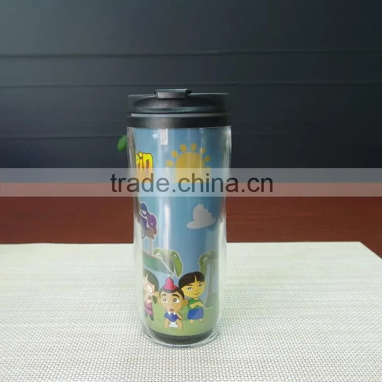 13oz custom logo double wall plastic color changing magic coffee cup
