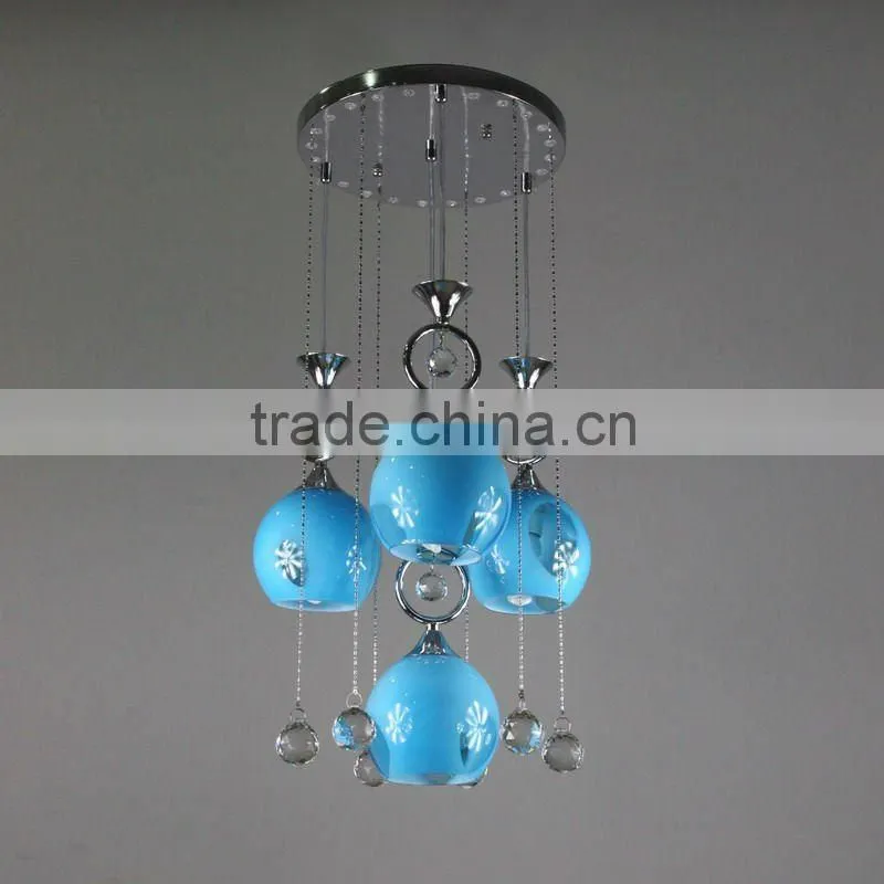 3 heads pendant light E27 with LED and crystal