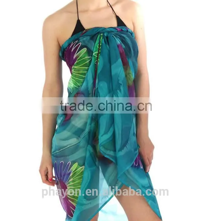 <OEM&ODM>chiffon sarong wrap dress pareo beach coverup/beach towel