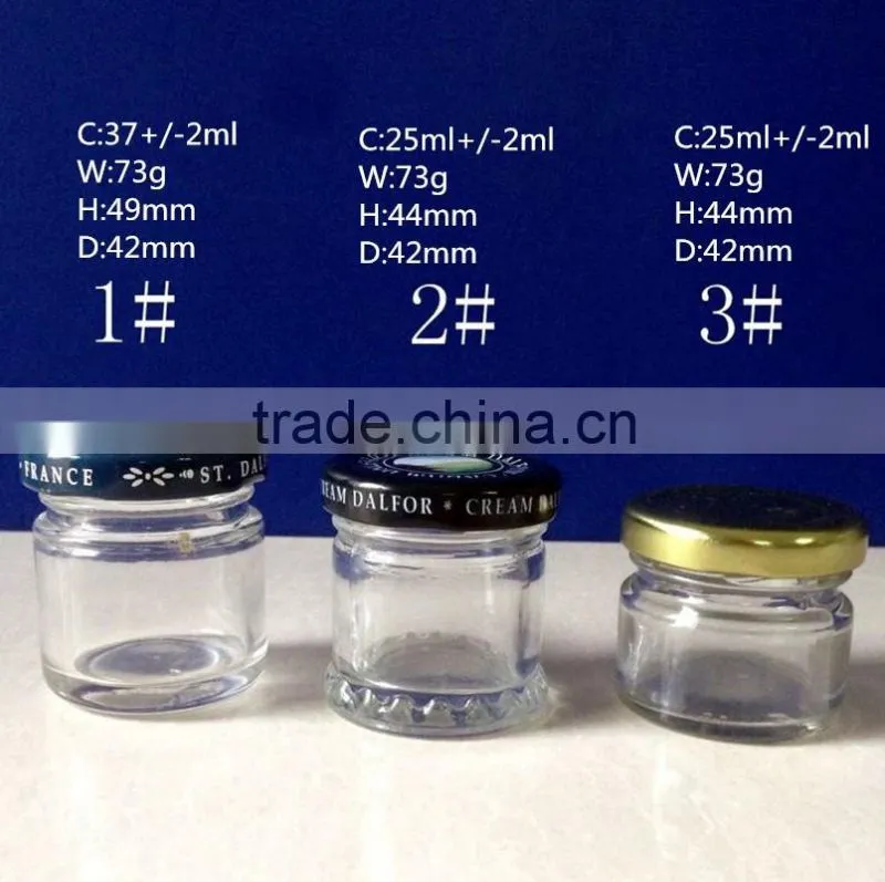 1oz 20ml 25ml 30ml 35ml 40ml mini jam honey glass jar with metal cap