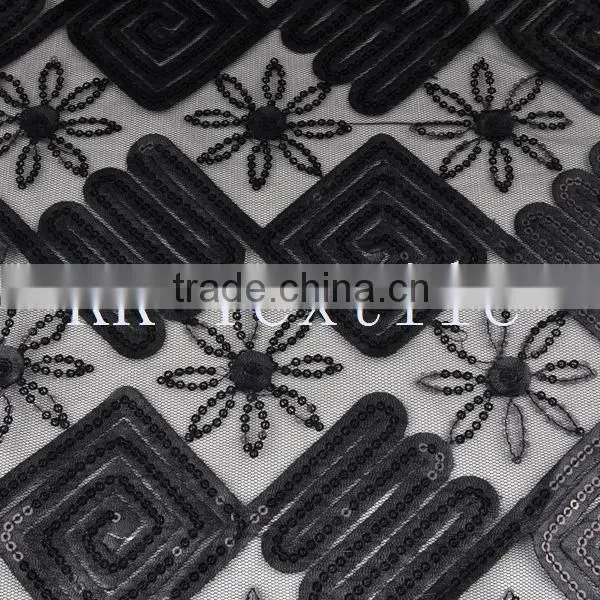 2014 Hot sell PU Leather craft Lace fabric maze home textile