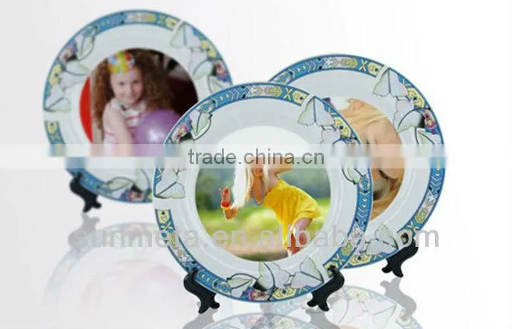 8'' Plate With Flower Trim Sublimation blank ceramic Plate -made in china