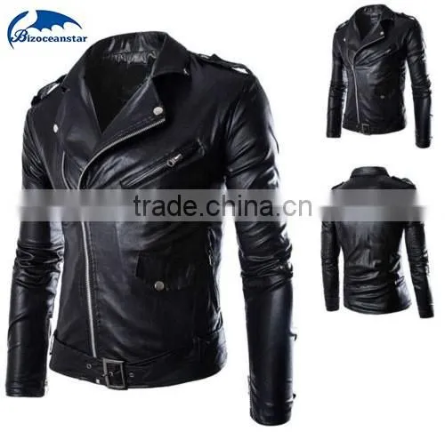 New fashion Men's jackets Short Slim Collar motorcycle leather jacket coat