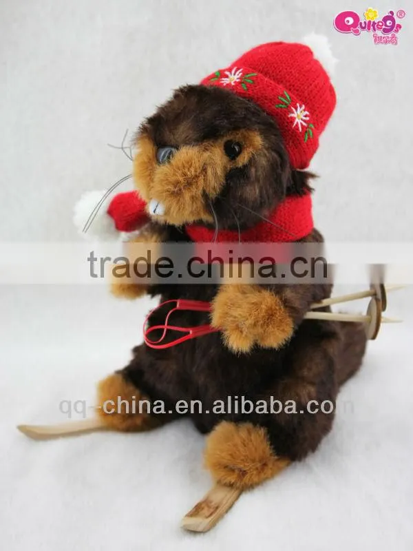 7" brown plush mouse