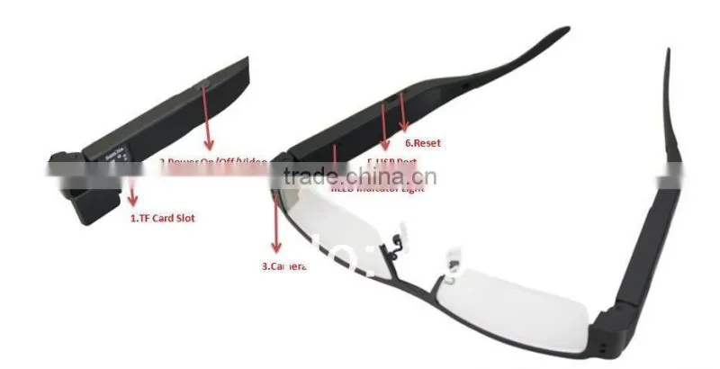 Factory direct Black Video Recorder Webcam 720P hidden cam glasses16gb