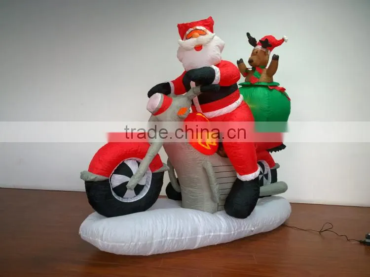 DJ-XT-47 christmas inflatable santa on motorbike air blown giant street decoration