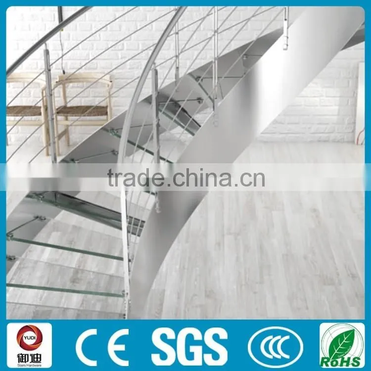 high quality interior curve stainless steel glass stairs/ staircase--YUDI