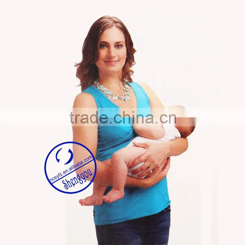 100 cotton yarn dyed breastfeeding maternity top with pocket