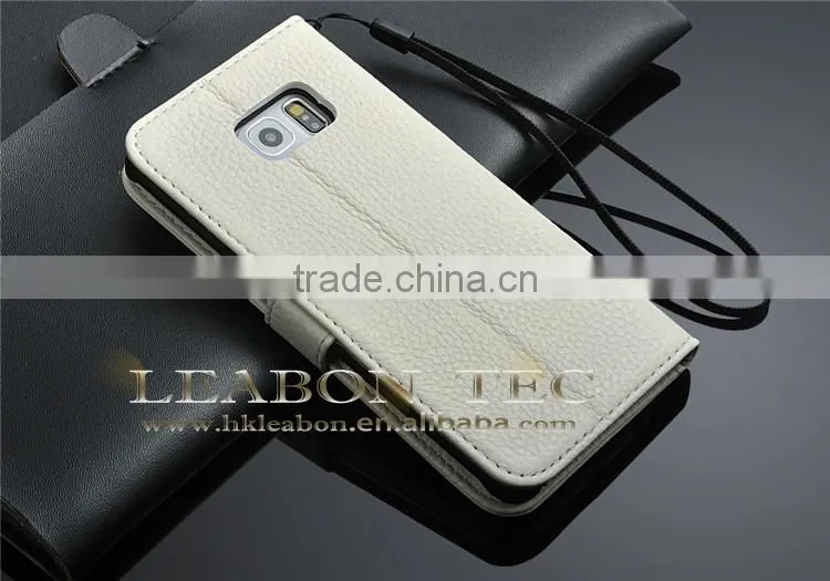 new phone accessories Magnetic Genuine Real Leather Wallet Stand Case For Samsung Galaxy S6 Edge