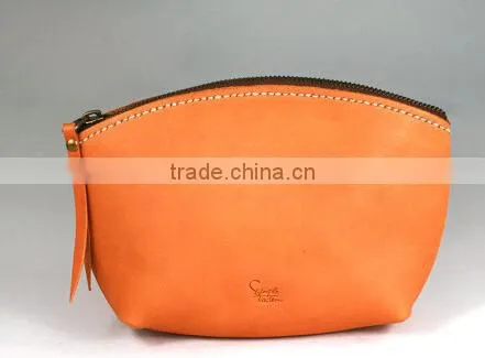 high end European Style leather ladies cow leather cosmetic bag