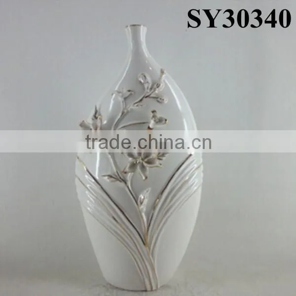 Decorative white ceramic and porcelain vases