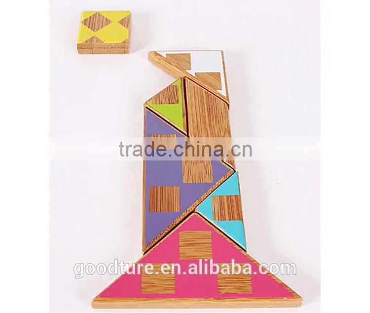 2015 Hot Sale Colored Bamboo Tangram Puzzle
