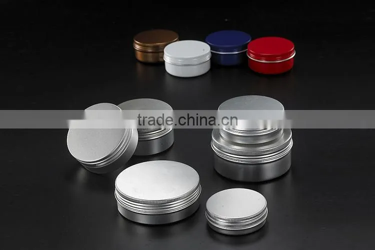 Round Flat Aluminum Silver Cream Jar
