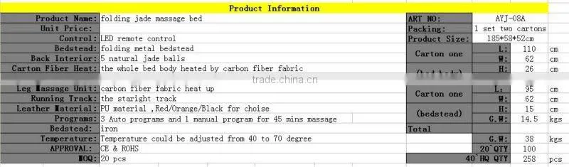 AYJ-08A thermal jade massage bed with folding