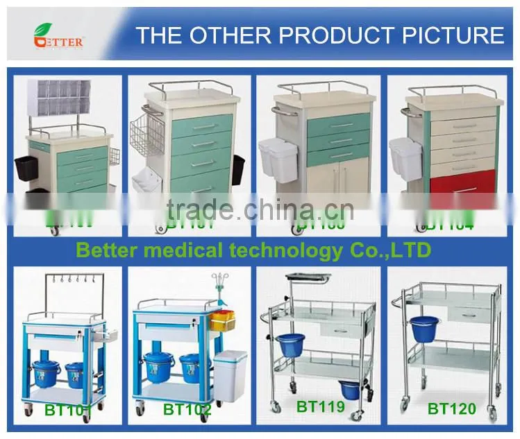 ABS Ambulance cart ,Medical Crash Cart,treatment trolley with IVpole