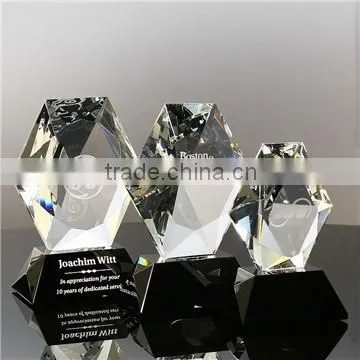 Laser Etched Crystal cube trophy Awards plaque with Black Base for Nice Gift