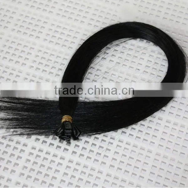 Good quality flat tip keratin hair extension wholesale 1g strand 18inch black Paypal acceptable