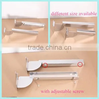 Chrome slatwall supports for wooden / glass dispaly