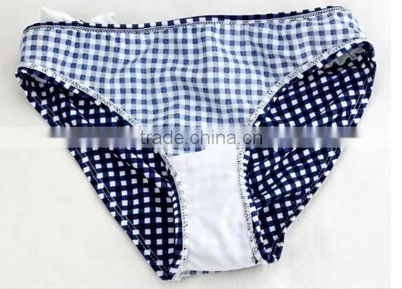 Girl Children Kid Bowknot Bikini Bowknot Check Strip Swimsuit Swimwear Beachwear