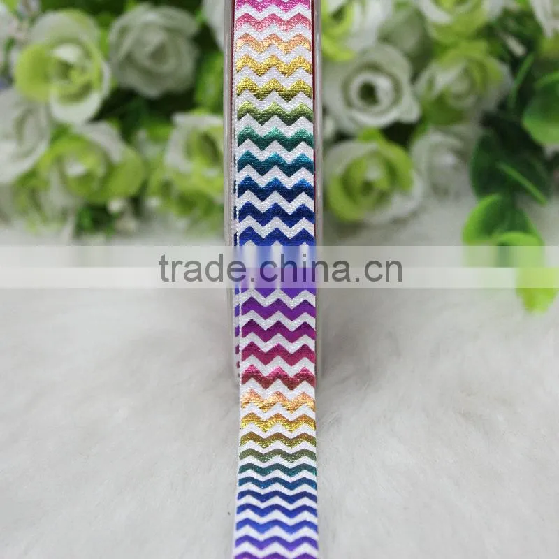 Eco-Friendly 5/8" colorful chevron foil printed foe