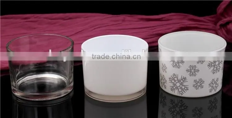 80110 big size snow printing glass candle jars wholesale