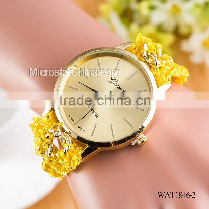 DIY hand made woven chain woomen watch bracelet