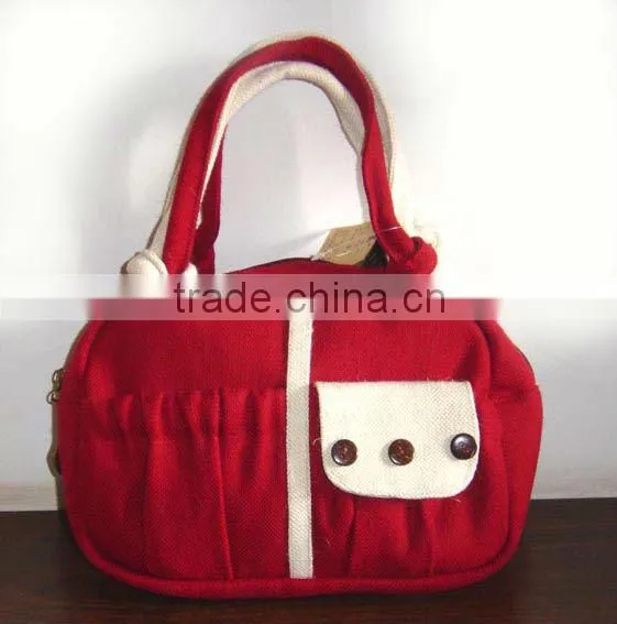 wholesale cheap women flax tote bags with zipper 156-1