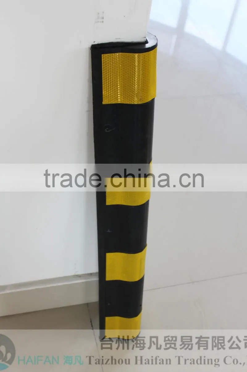 High strength round corner guard with yellow stripe/ Rubber Column protector/reflective wall corner guard for parking