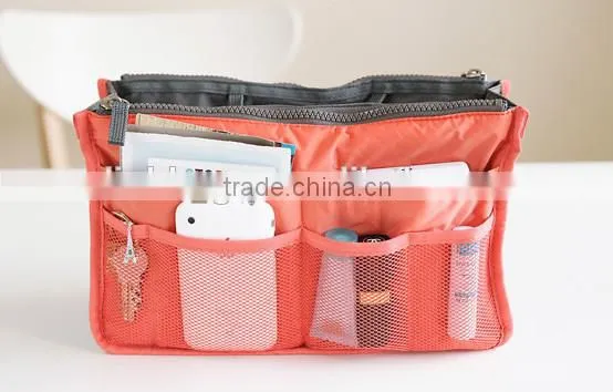 Double Zipper Multifunctional Toiletry Fashion Nylon Cosmetic Travel Bag