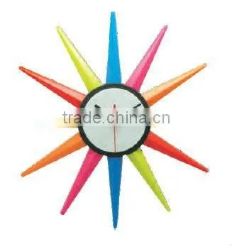 creative colourful Plastic quartz wall clock -- star or sun style