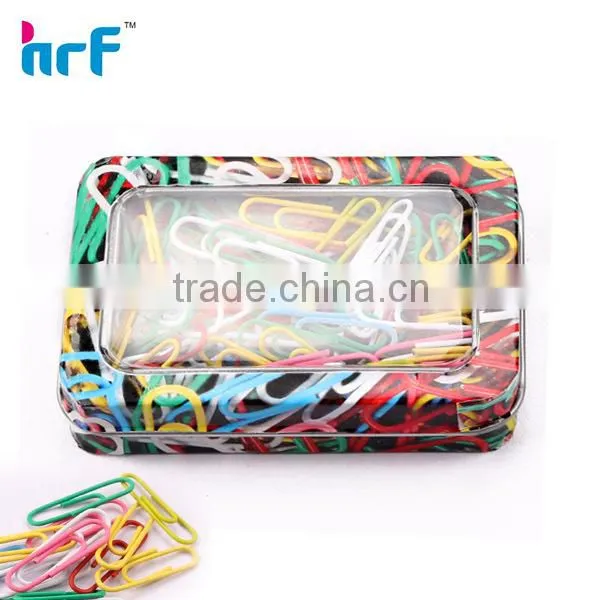 Neon color assorted Plastic-coated paper clip in jigsw puzzle box