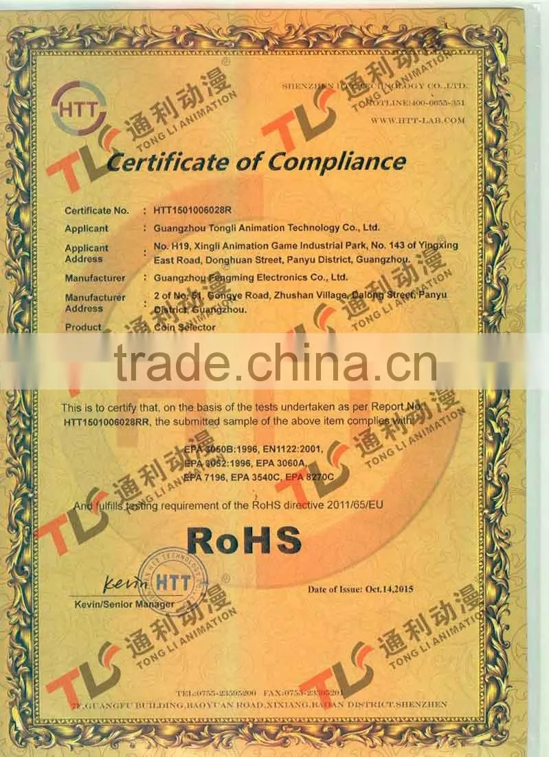 TL Coin acceptor,Coin selector,electronic coin acceptor with highlight LED,with CE certificate
