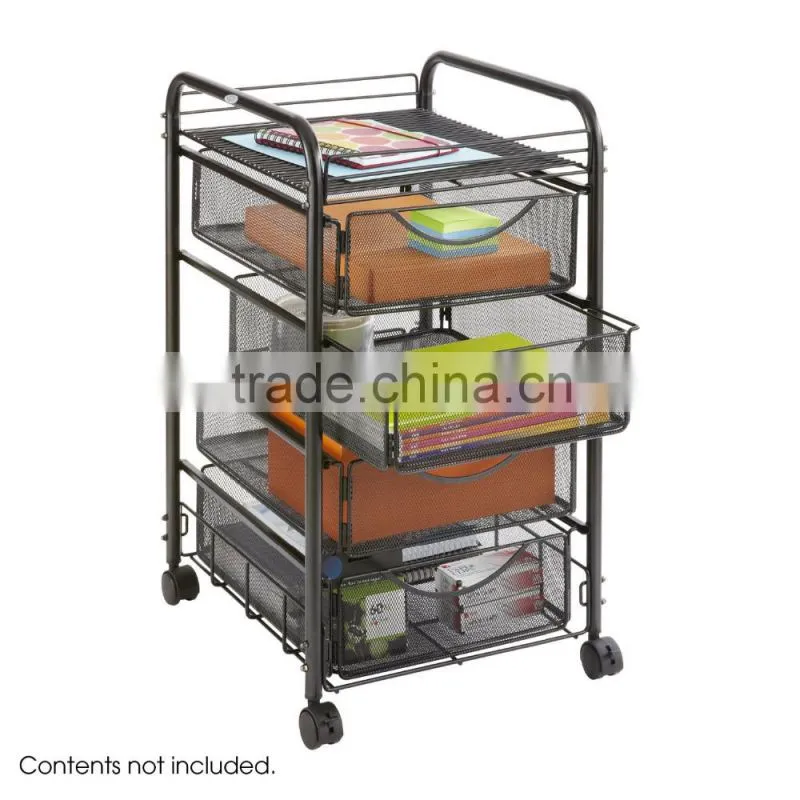 Icegreen Office Use Black Mesh Letter Size File Cart with 2 File Drawers