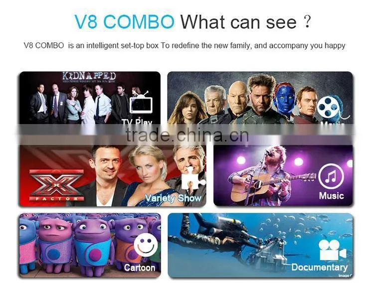 Wholesales DVB-S2+T2 HD combo satellite receiver V8 combo1080p digital decoder with IKS CCCAM free IPTV Youtube Biss Key
