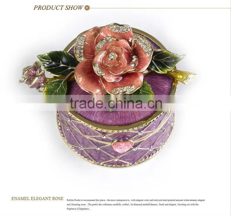 RORO Beautiful Life rose enamel metal craft jewellery box