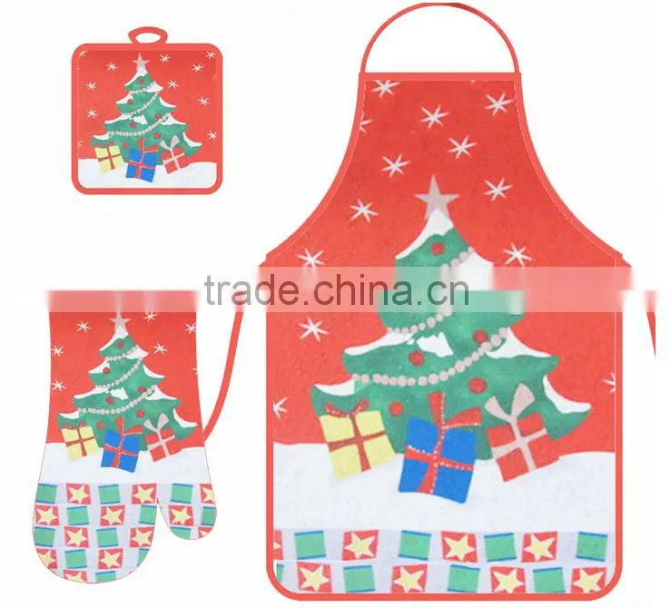 Christmas printed kitchen apron set with pot holder and oven mitts china suppliers