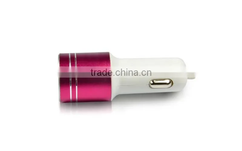 Alloy shell usb car charger 2 output port