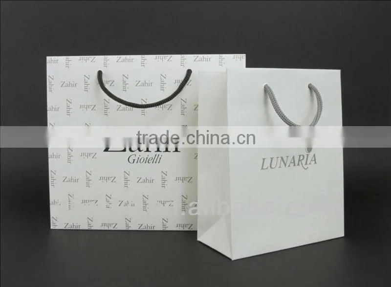 AEP 2013 New fashion milk white paper bag for customized Logo