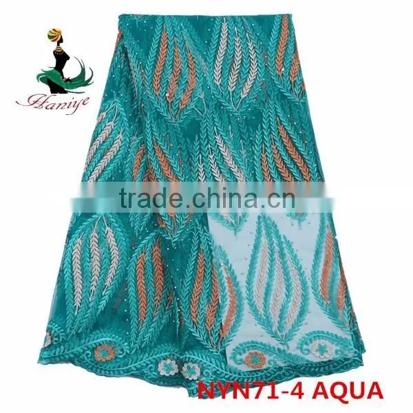 2016 Haniye African French net lace embroidery Tulle lace fabric for wedding and party /NYN71
