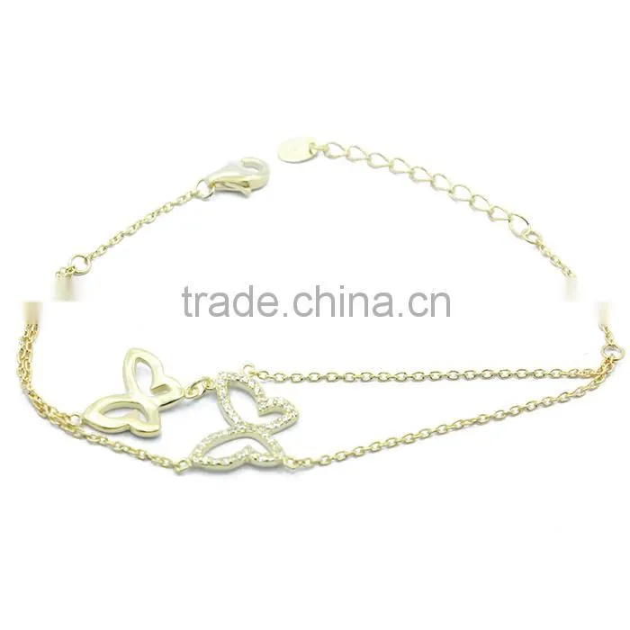 925 silver 2014 bracelet butterfly shape charm bracelet rhodium plated for girls