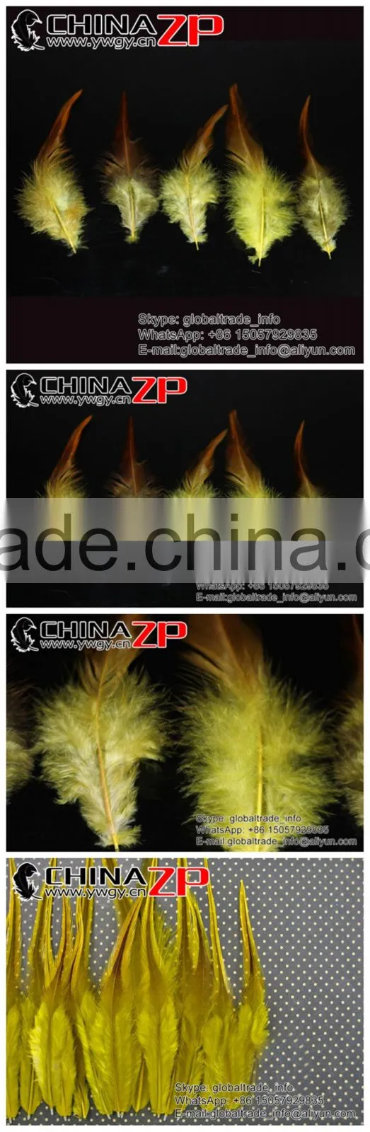 Gold Supplier CHINAZP Wholesale Top Selling Decorative Dyed Yellow Chicken Rooster Saddle Feathers for Sale